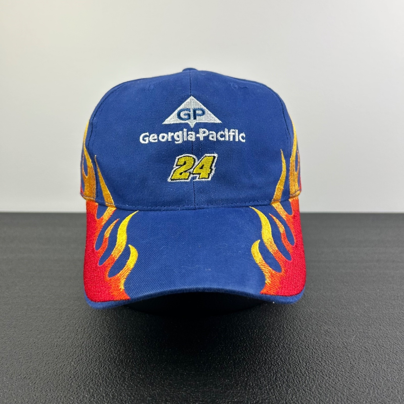 Vintage Georgia Pacific Hat Cap Strap Back Adjustable Blue Nascar Racing 24